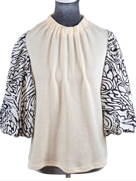 THML Tops - Anthropologie THML Puff Statement Sleeve Ribbed Top Romantic Maximalist Sz.XS